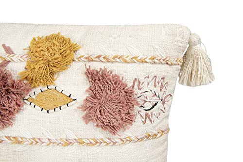 Creative Co-Op Creative Co-Op Cotton Embroidered Pillow with Tassels and Applique, Multicolor