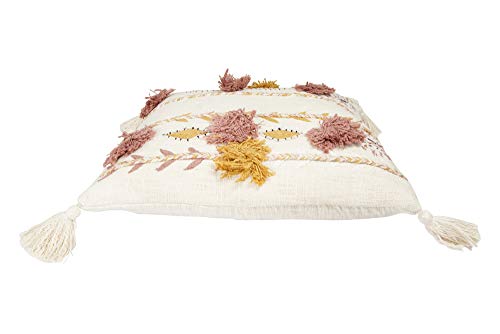 Creative Co-Op Creative Co-Op Cotton Embroidered Pillow with Tassels and Applique, Multicolor