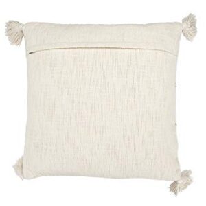 Creative Co-Op Creative Co-Op Cotton Embroidered Pillow with Tassels and Applique, Multicolor