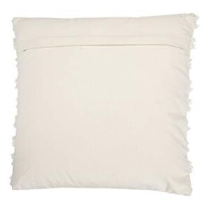 Creative Co-Op White Cotton Embroidered Lines of Decorative Fringe Pillows, 1 Count (Pack of 1)