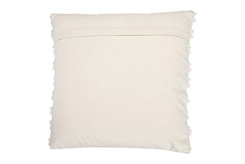 Creative Co-Op White Cotton Embroidered Lines of Decorative Fringe Pillows, 1 Count (Pack of 1)