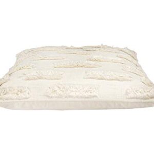 Creative Co-Op White Cotton Embroidered Lines of Decorative Fringe Pillows, 1 Count (Pack of 1)