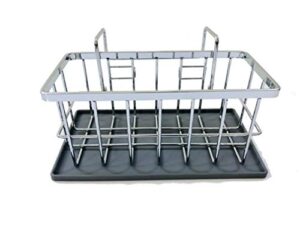 heavy duty sink caddy for wet dish rag and sponge holder - hang, suction, or counter use - by mary's house