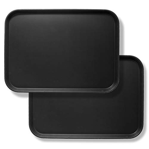 Jubilee 16" x 22" Rectangular Restaurant Serving Trays (Set of 2), Black - NSF Certified Non-Slip Food Service Tray