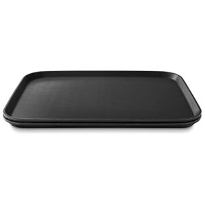 Jubilee 16" x 22" Rectangular Restaurant Serving Trays (Set of 2), Black - NSF Certified Non-Slip Food Service Tray