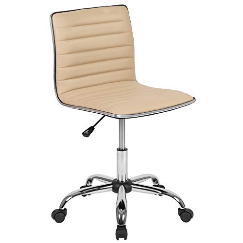 Flash Furniture Alan Low Back Designer Armless Tan Ribbed Swivel Task Office Chair