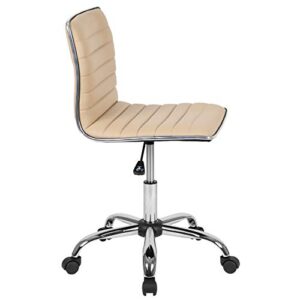 Flash Furniture Alan Low Back Designer Armless Tan Ribbed Swivel Task Office Chair