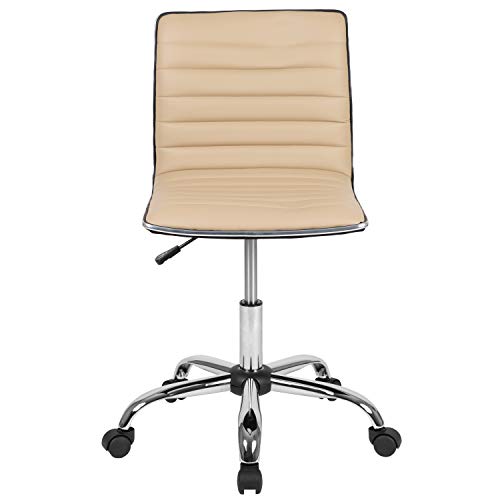 Flash Furniture Alan Low Back Designer Armless Tan Ribbed Swivel Task Office Chair