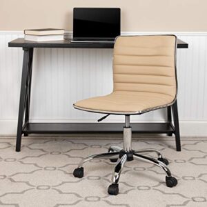 Flash Furniture Alan Low Back Designer Armless Tan Ribbed Swivel Task Office Chair