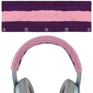 geekria knit fabric headband cover compatible with audio-technica, beats, bose, akg, sennheiser, skullcandy, sony headphones/headband cushion pad protector, easy diy installation (pop violet)