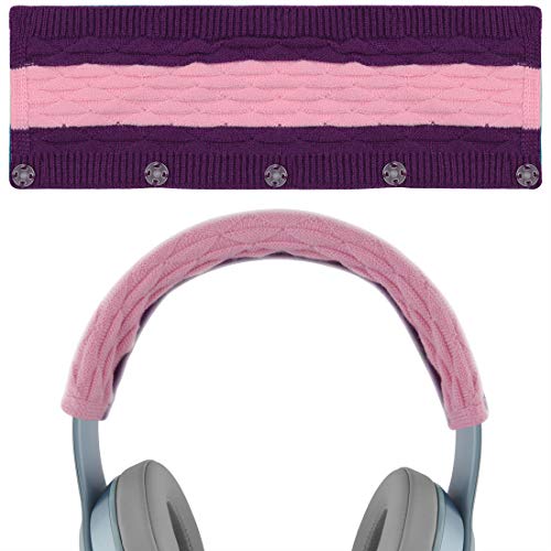 Geekria Knit Fabric Headband Cover Compatible with Audio-Technica, Beats, Bose, AKG, Sennheiser, Skullcandy, Sony Headphones/Headband Cushion Pad Protector, Easy DIY Installation (Pop Violet)