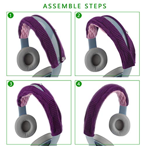 Geekria Knit Fabric Headband Cover Compatible with Audio-Technica, Beats, Bose, AKG, Sennheiser, Skullcandy, Sony Headphones/Headband Cushion Pad Protector, Easy DIY Installation (Pop Violet)