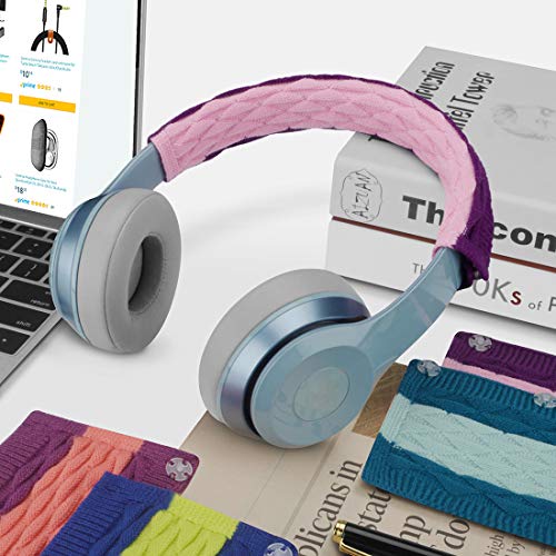 Geekria Knit Fabric Headband Cover Compatible with Audio-Technica, Beats, Bose, AKG, Sennheiser, Skullcandy, Sony Headphones/Headband Cushion Pad Protector, Easy DIY Installation (Pop Violet)