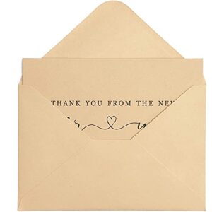 Paper Junkie Kraft Wedding Thank You Greeting Cards with Brown Envelopes (4 x 6 In, 120 Pack)