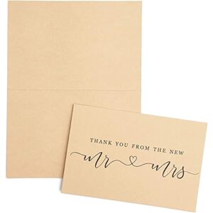 Paper Junkie Kraft Wedding Thank You Greeting Cards with Brown Envelopes (4 x 6 In, 120 Pack)