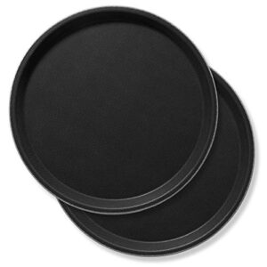 jubilee 11" round restaurant serving trays (set of 2), black - nsf certified non-slip food service tray