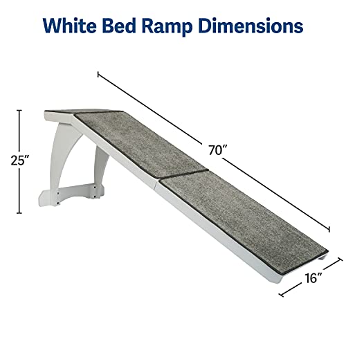 PetSafe CozyUp Bed Ramp - Durable Wooden Frame Supports up to 120 lb - Furniture Grade Wood Pet Ramp with White Finish - High-Traction Carpet Surface - Great for Older Dogs and Cats