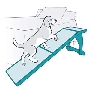 PetSafe CozyUp Bed Ramp - Durable Wooden Frame Supports up to 120 lb - Furniture Grade Wood Pet Ramp with White Finish - High-Traction Carpet Surface - Great for Older Dogs and Cats