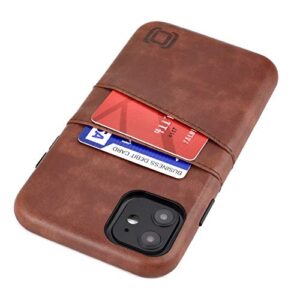 dockem iphone 11 wallet case: built-in metal plate for magnetic mounting & 2 credit card holders (6.1" exec m2, synthetic leather, brown)