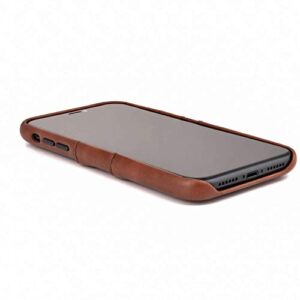 Dockem iPhone 11 Wallet Case: Built-in Metal Plate for Magnetic Mounting & 2 Credit Card Holders (6.1" Exec M2, Synthetic Leather, Brown)