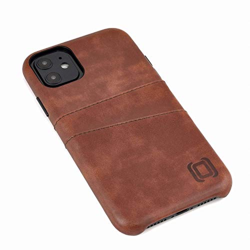 Dockem iPhone 11 Wallet Case: Built-in Metal Plate for Magnetic Mounting & 2 Credit Card Holders (6.1" Exec M2, Synthetic Leather, Brown)