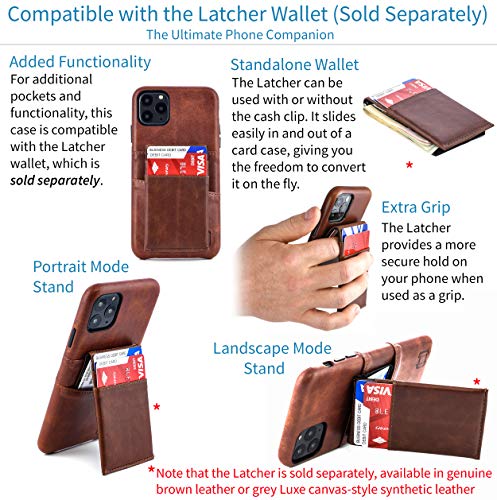 Dockem iPhone 11 Wallet Case: Built-in Metal Plate for Magnetic Mounting & 2 Credit Card Holders (6.1" Exec M2, Synthetic Leather, Brown)