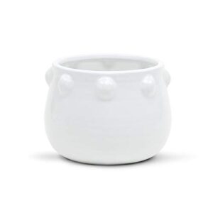 wgv ceramic bowl vase, width 6.5", height 5", knob pot, bright clean white planter centerpiece for wedding event office home decor, 1 piece