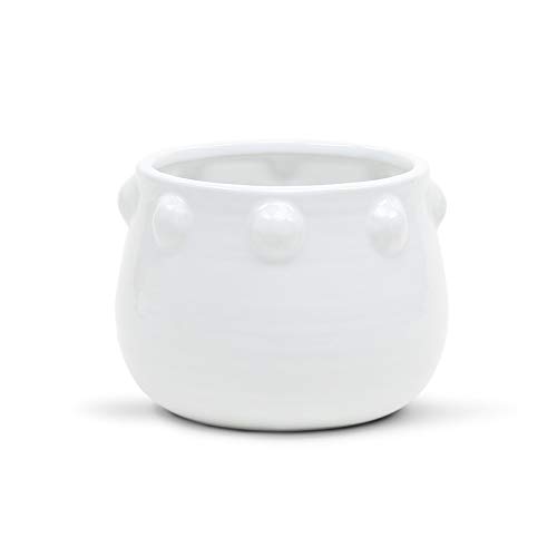 WGV Ceramic Bowl Vase, Width 6.5", Height 5", Knob Pot, Bright Clean White Planter Centerpiece for Wedding Event Office Home Decor, 1 Piece