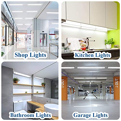 Airand Utility LED Shop Light Fixture 2FT 4FT with Plug, Waterproof Linkable LED Tube Light 5000K Under Cabinet Lighting,1800 LM LED Ceiling and Closet Light 18W, Corded Electric with ON/Off Switch