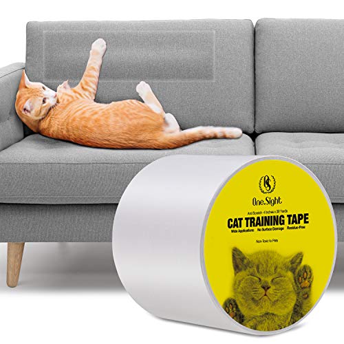 One Sight Cat Scratch Furniture Protector, 4 Inches x 30 Yards, Couch Protector for Cats, Cat Scratch Deterrent for Furniture, Double Sided Tape Anti Cat Scratch Protector Cat Training Tape for Sofa