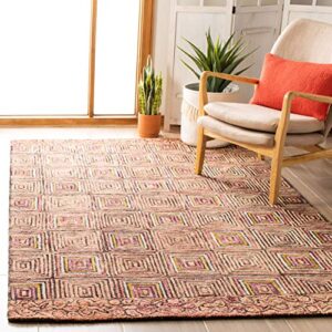 safavieh aspen collection 6' x 9' pink / blue apn285u handmade boho wool area rug