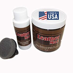 Leather Max Large 8 Ounce Jar Leather and Vinyl Repair Kit - Refinish Your Furniture, Jacket, Sofa or Car Seat, Super Easy Instructions, Restore Any Material, Bonded, Pleather, Genuine (Black)