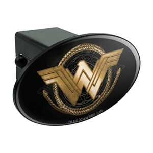 wonder woman movie golden lasso logo oval tow trailer hitch cover plug insert