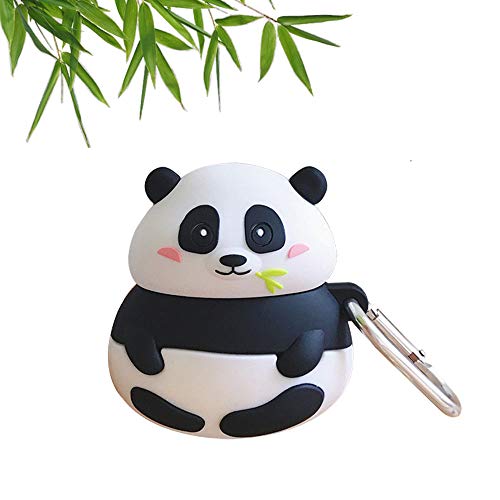 BONTOUJOUR Case Compatible with AirPods 1/2, Super Cute Creative Funny Fat Sitting Panda Eating Bamboo Case, Lovely Animal Style Soft Silicone Earphone Protection Skin +Hook -Bamboo Panda