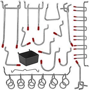 114 pcs Pegboard Hooks Assortment with Metal Hooks Sets, Pegboard Bins, Peg Locks for Organizing Storage System Tools