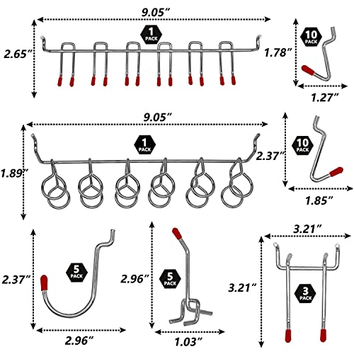 114 pcs Pegboard Hooks Assortment with Metal Hooks Sets, Pegboard Bins, Peg Locks for Organizing Storage System Tools