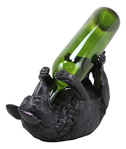 Ebros Lifelike Purebreed Pedigree Canine German Shepherd Dog Wine Bottle Holder Figurine As Kitchen Wine Cellar Countertop Centerpiece Home Decor Accent Dogs Puppies Statue (Black)