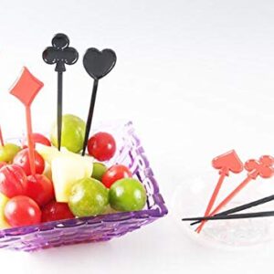 Shiningwise 200 Pack of Black and Red Poker Shape Fruit Toothpick Food Decoration Cocktail Sticks for Birthday Party Baby Shower Wedding, 1