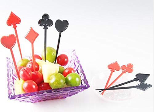 Shiningwise 200 Pack of Black and Red Poker Shape Fruit Toothpick Food Decoration Cocktail Sticks for Birthday Party Baby Shower Wedding, 1