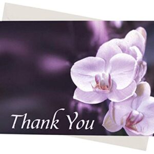 Funeral Thank You Cards - Sympathy Bereavement Thank You Cards With Envelopes - Message Inside (25, Purple Orchid)