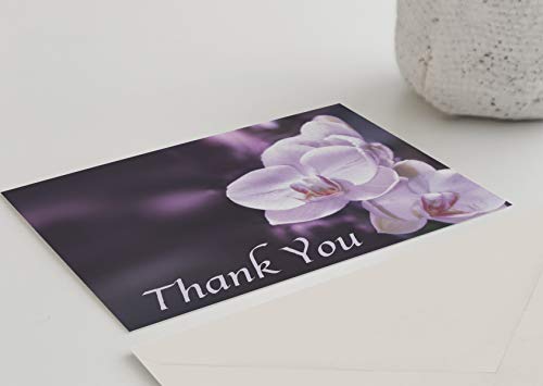 Funeral Thank You Cards - Sympathy Bereavement Thank You Cards With Envelopes - Message Inside (25, Purple Orchid)