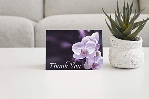 Funeral Thank You Cards - Sympathy Bereavement Thank You Cards With Envelopes - Message Inside (25, Purple Orchid)