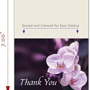 Funeral Thank You Cards - Sympathy Bereavement Thank You Cards With Envelopes - Message Inside (25, Purple Orchid)