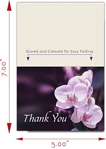 Funeral Thank You Cards - Sympathy Bereavement Thank You Cards With Envelopes - Message Inside (25, Purple Orchid)