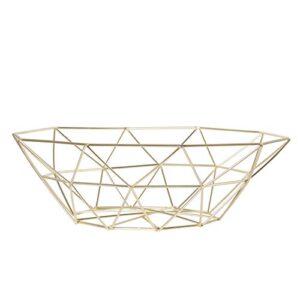 creative fruit dish bowl basket container centerpiece bowl for living room and modern kitchen table(gold)