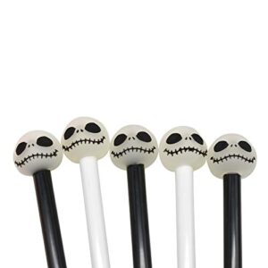 Maydahui 26PCS Novelty Skull Heads Shape Rollerball Pens Smooth Penholder Layout Black Gel Ink Pens For School Students Halloween