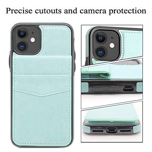 LakiBeibi Phone Case for iPhone 11 Dual Layer Lightweight Premium Leather iPhone 11 Wallet Case with Card Slots Magnetic Lock Folio Flip Protective Case for Apple iPhone 11 6.1 Inches (2019), Mint