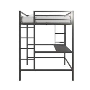 Novogratz 4371429N Maxwell Metal Full Loft Desk & Shelves, Gray/Black Bunk Beds,