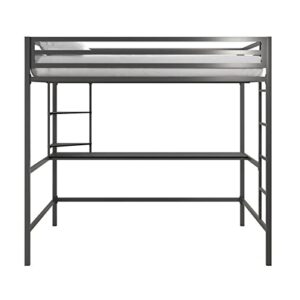 Novogratz 4371429N Maxwell Metal Full Loft Desk & Shelves, Gray/Black Bunk Beds,