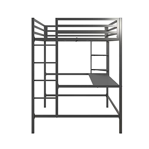 Novogratz 4371429N Maxwell Metal Full Loft Desk & Shelves, Gray/Black Bunk Beds,